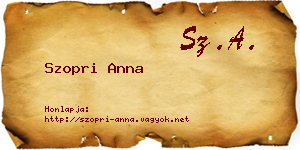 Szopri Anna névjegykártya